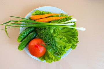 Vegetables on a white dish