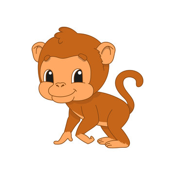 Naughty monkey. Cute character. Colorful vector illustration. Cartoon style. Isolated on white background. Design element. Template for your design, books, stickers, cards, posters, clothes.