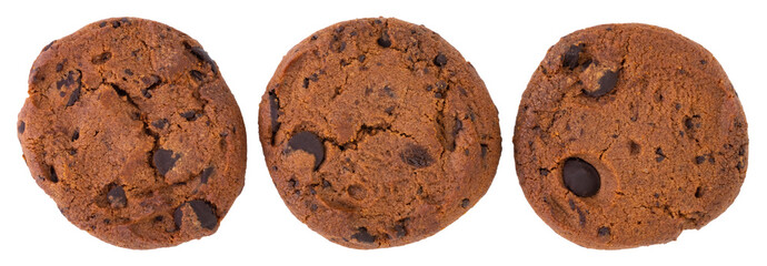 Chocolate chip cookie isolated on white background