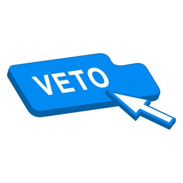 Button veto . Voting, Freedom Democracy, veto  concept. Vector image isolated on white background.