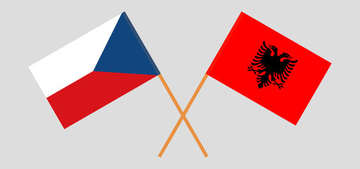 Albania and Czech Republic. Crossed Albanian and Czech flags