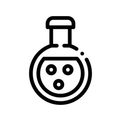 Flask With Chemical Liquid Vector Thin Line Icon. Organic Cosmetic, Laboratory Liquid Natural Component Linear Pictogram. Eco-friendly, Cruelty-free Product, Molecular Analysis Contour Illustration