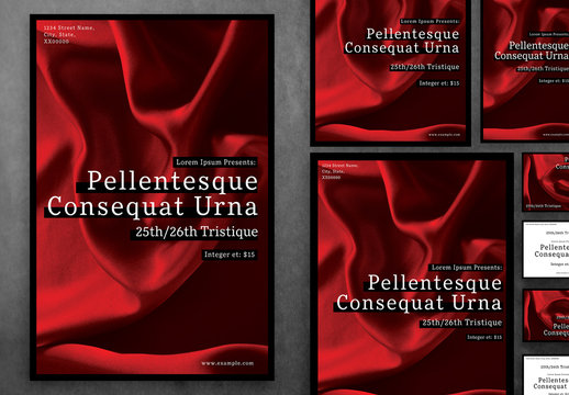 Event Set Layout with Red Silk Background