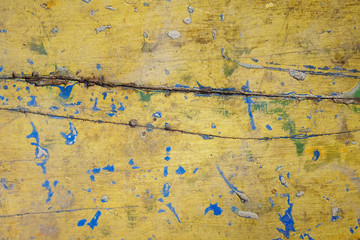 Naklejka premium Dirty old yellow wood background. texture of wood use as natural background