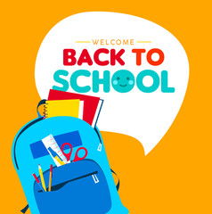 Fototapeta Back to school children school supply backpack obraz