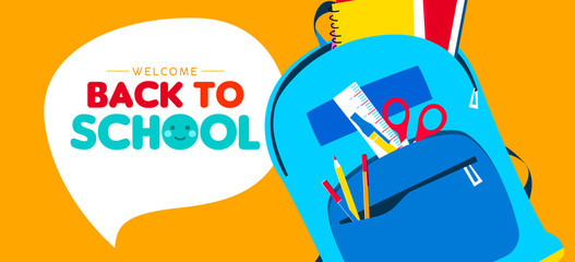 Back to school children school supply backpack © Cienpies Design