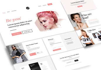 Website Layout with Pink Accents