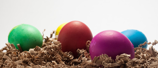 colorful easter eggs on brownconfetti