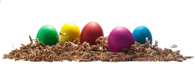 colorful easter eggs on brownconfetti