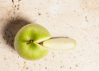 Apple with one small slice