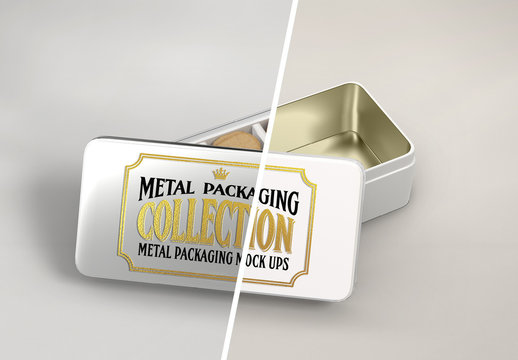Metal Rectangular Cookie Tin Mockup