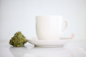 hemp tea .  medical cannabis leaf