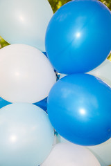 Blue and white party balloons wallpaper background