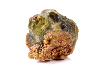 Macro stone Grossular mineral on white background