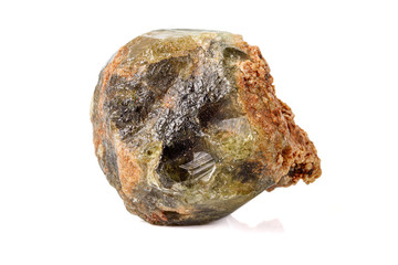 Macro stone Grossular mineral on white background