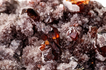 Macro stone mineral quartz Sphalerite on a white background