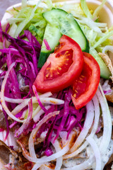 Colourful salad on a kebab