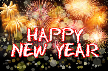 Happy New Year 2017 with colorful fireworks
