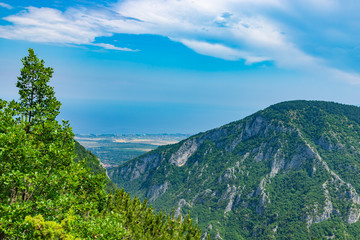 Fototapeta na wymiar Aerial view to coastline from the Olympus mountain. Greece
