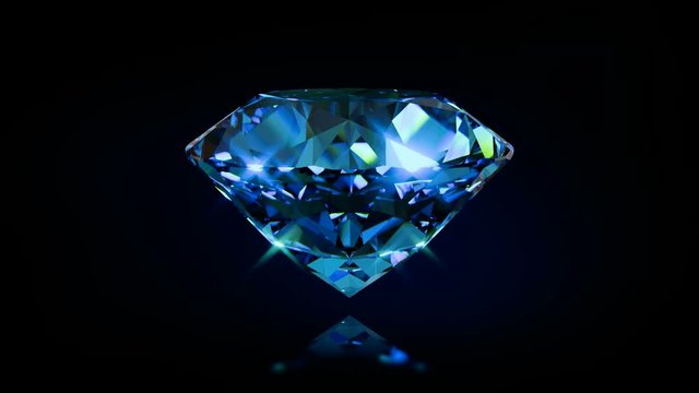 Blue zircon rotating on black background