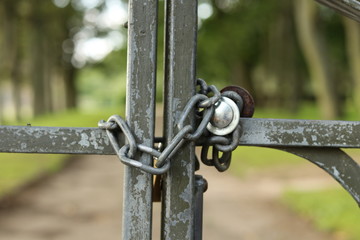 A metal gate chained closed 
