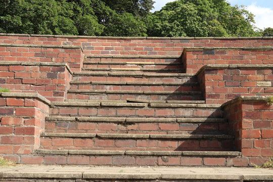 An outdoor brick amphitheater in Yorkshire. 