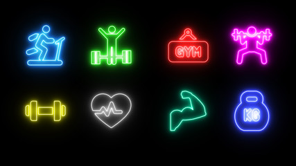 Naklejka premium neon icons gym training