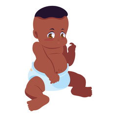 cute little baby sitting on white background