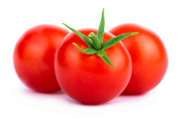 Cherry tomatoes on white background with clipping path