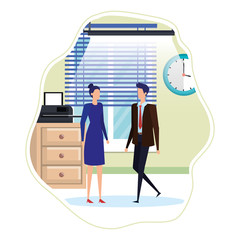 business couple in the workplace characters