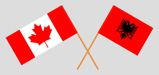 Albania and Canada. Crossed Albanian and Canadian flags