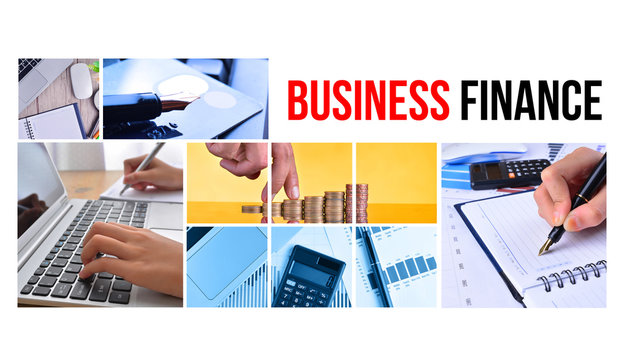BUSINESS & FINANCE text with collage images