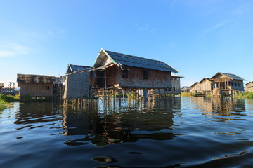 Floating villages are found all over the Inle Lake located in Myanmar