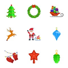 Christmas icon set. Flat set of 9 Christmas vector icons for web design isolated on white background