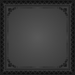 Classic dark square frame with arabesques and orient elements. Abstract ornament with place for text. Vintage pattern