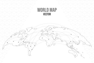 World map empty template with globe city network
