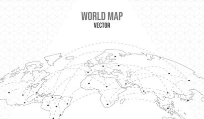 World map empty template with globe city network
