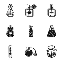 Perfume bottle icon set. Simple set of 9 perfume bottle vector icons for web design isolated on white background