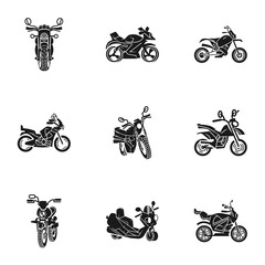 Motorbike icon set. Simple set of 9 motorbike vector icons for web design isolated on white background