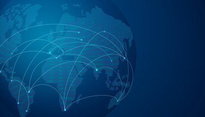 Blue dot globe world map for technology concept © Cienpies Design