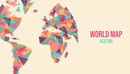 Abstract world map made of colorful geometry shape
