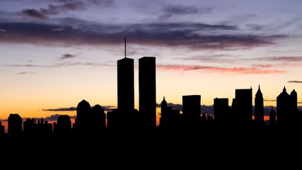 Original World Trade Center with the Iconic Twin Towers, Time Lapse at Dusk, Manhattan, New York City, USA