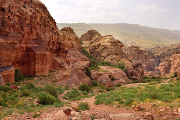 Ancient city of Petra, picturesque mountain landscape, Jordan