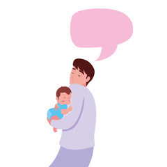 dad carrying his baby in his arms