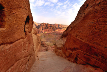 Fototapeta na wymiar Ancient city of Petra, picturesque mountain landscape, Jordan