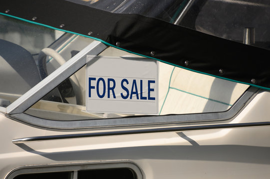 For Sale sign on a boat