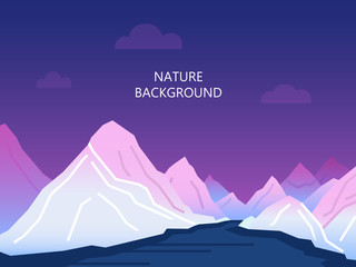 Mountain background. Flat vector illustration for web and social media banners and presentations.