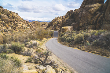 Beautiful scenery road in Alabama Hills in California, United States