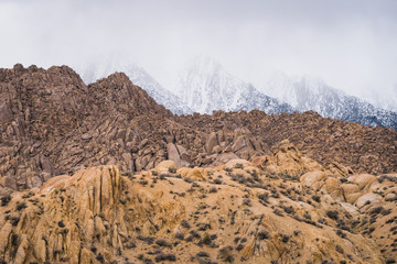 Sierra Nevada Mountains scenic view from Alabama Hills, California, United States