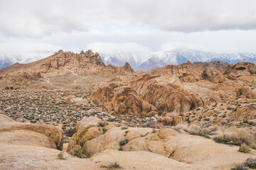 Sierra Nevada Mountains scenic view from Alabama Hills, California, United States